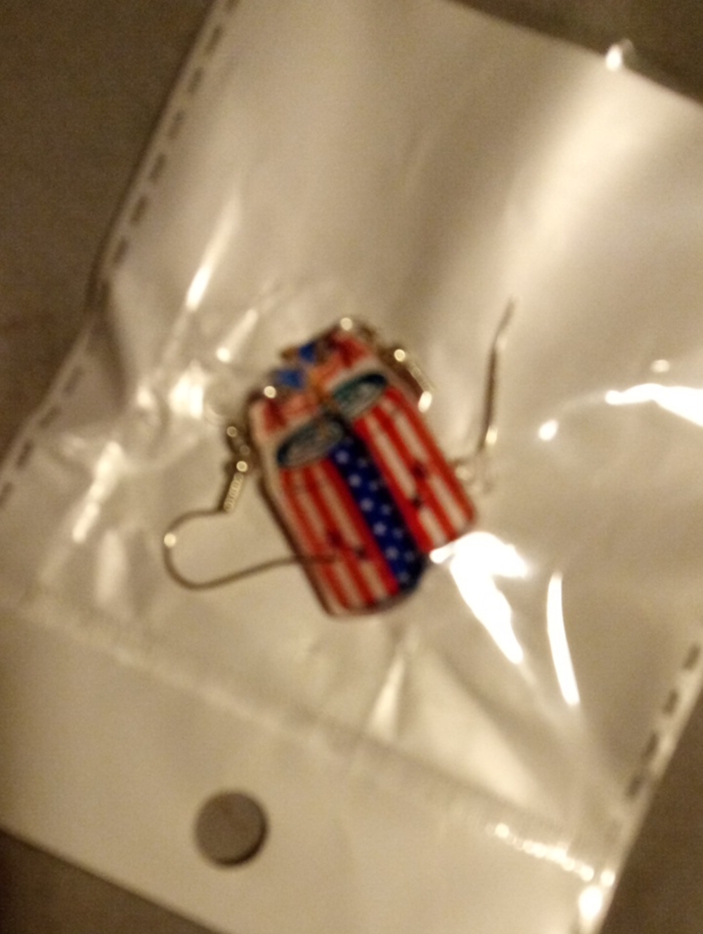 Patriotic Earring - Red, White & Blue Firecracker Soda